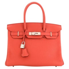 Hermes Birkin Handbag Bougainvillea Clemence with Palladium Hardware