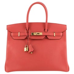 Hermes Birkin Handbag Bougainvillea Epsom with Gold Hardware 35