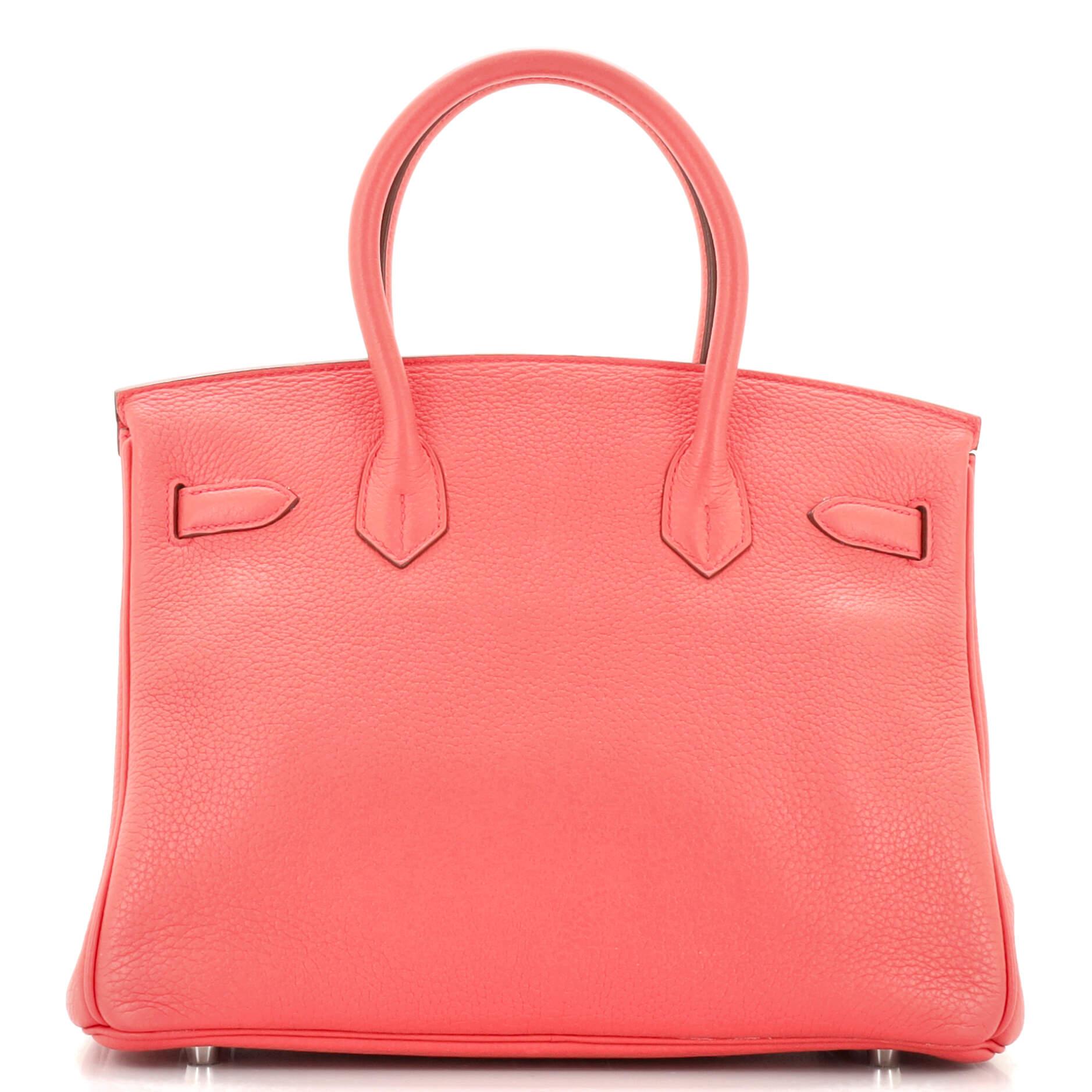 Pink Hermes Birkin Handbag Bougainvillea Togo with Palladium Hardware 30