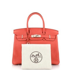 Hermes Birkin Handbag Bougainvillier Clemence with Palladium Hardware 30
