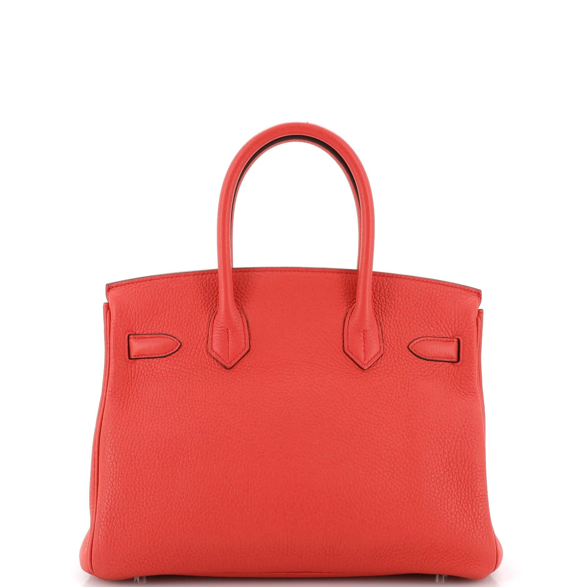 Hermes Birkin Handbag Bougainvillier Clemence with Palladium Hardware 30 In Good Condition For Sale In NY, NY