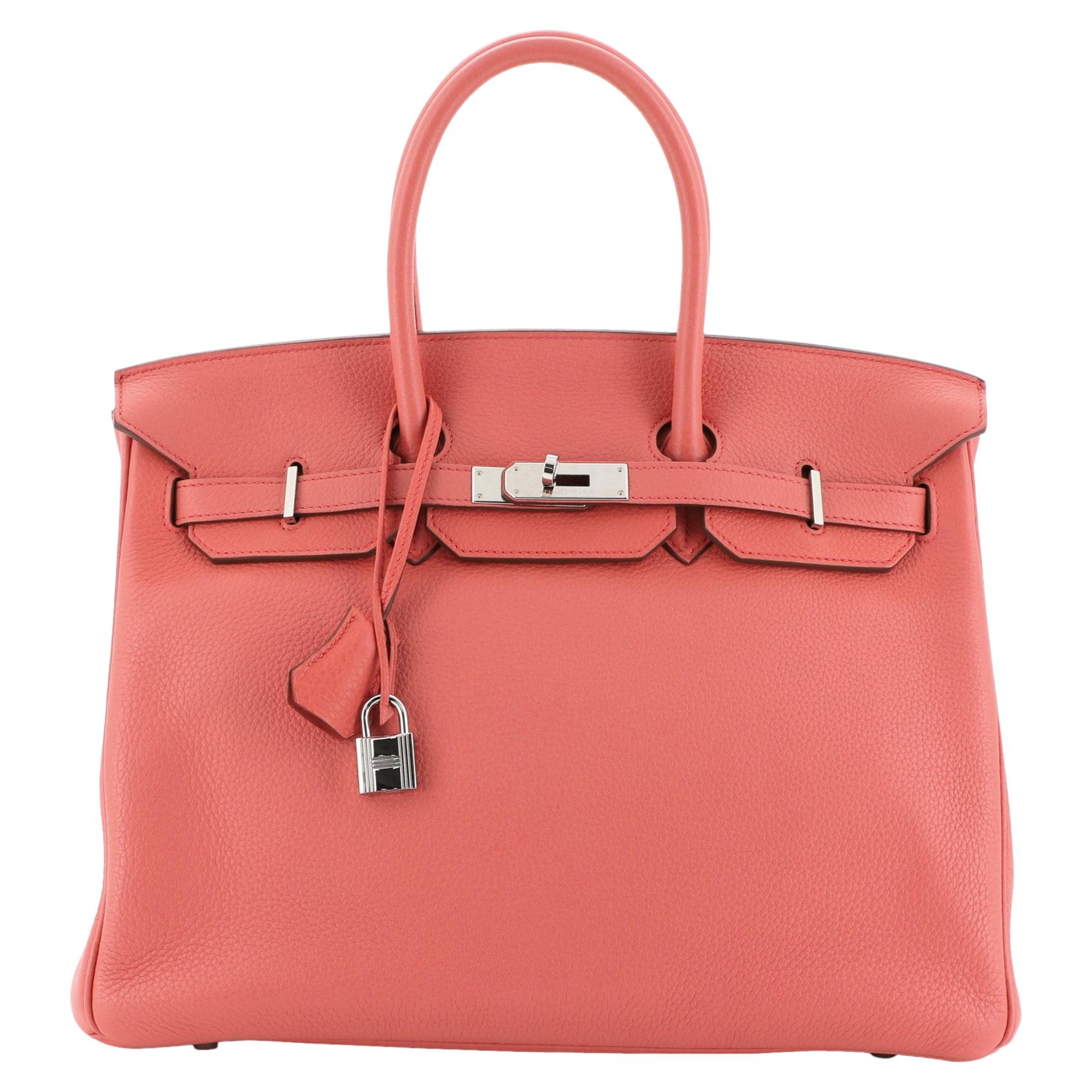 Hermes Birkin Handbag Bougainvillier Clemence with Palladium Hardware 35