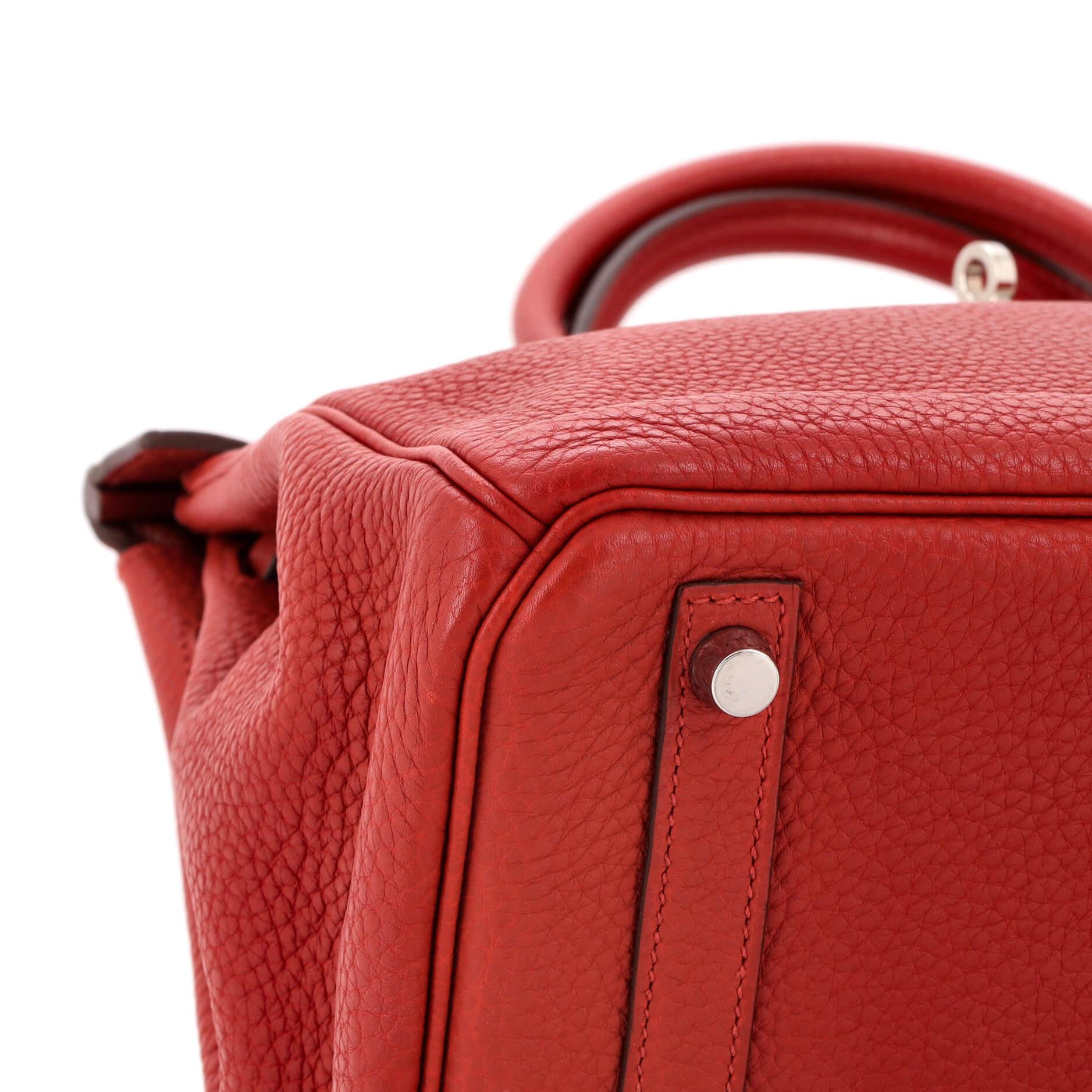 Hermes Birkin Handbag Brique Clemence with Palladium Hardware 30 4