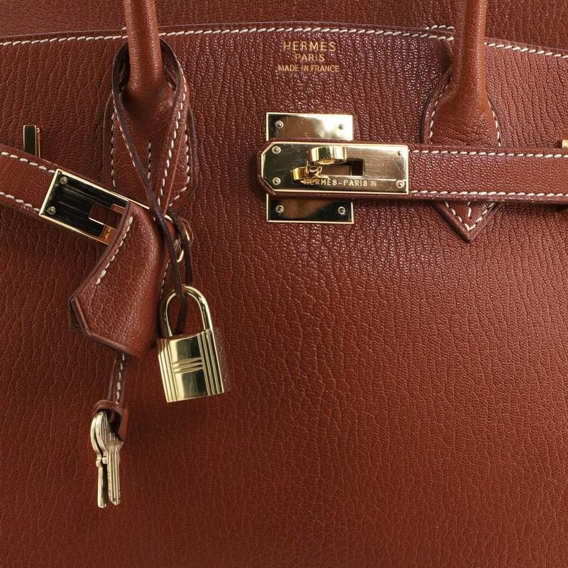 Women's or Men's Hermes Birkin Handbag Brown Chevre de Coromandel with Gold Hardware 30