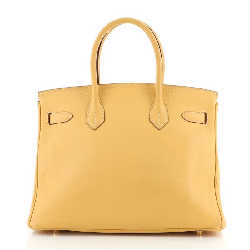 Orange Hermes Birkin Handbag Brown Clemence with Gold Hardware 30