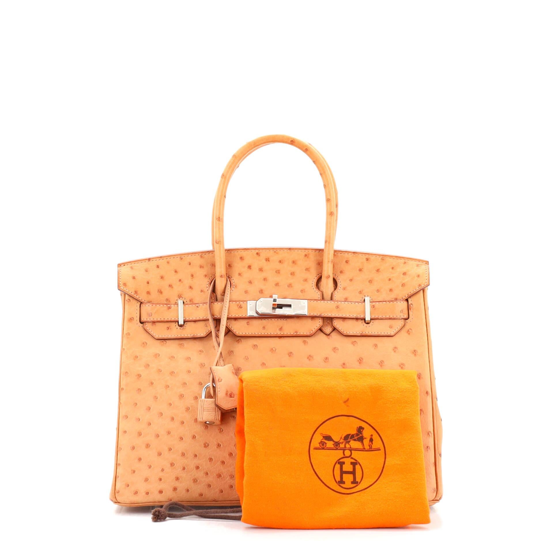  Hermes 30cm Marron Fonce Brown Ostrich Birkin Bag with Gold Hardware  No Reserve