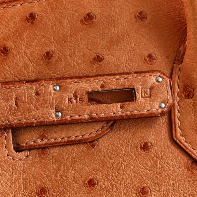 Hermes Birkin Handbag Brown Ostrich with Palladium Hardware 30 For Sale 4