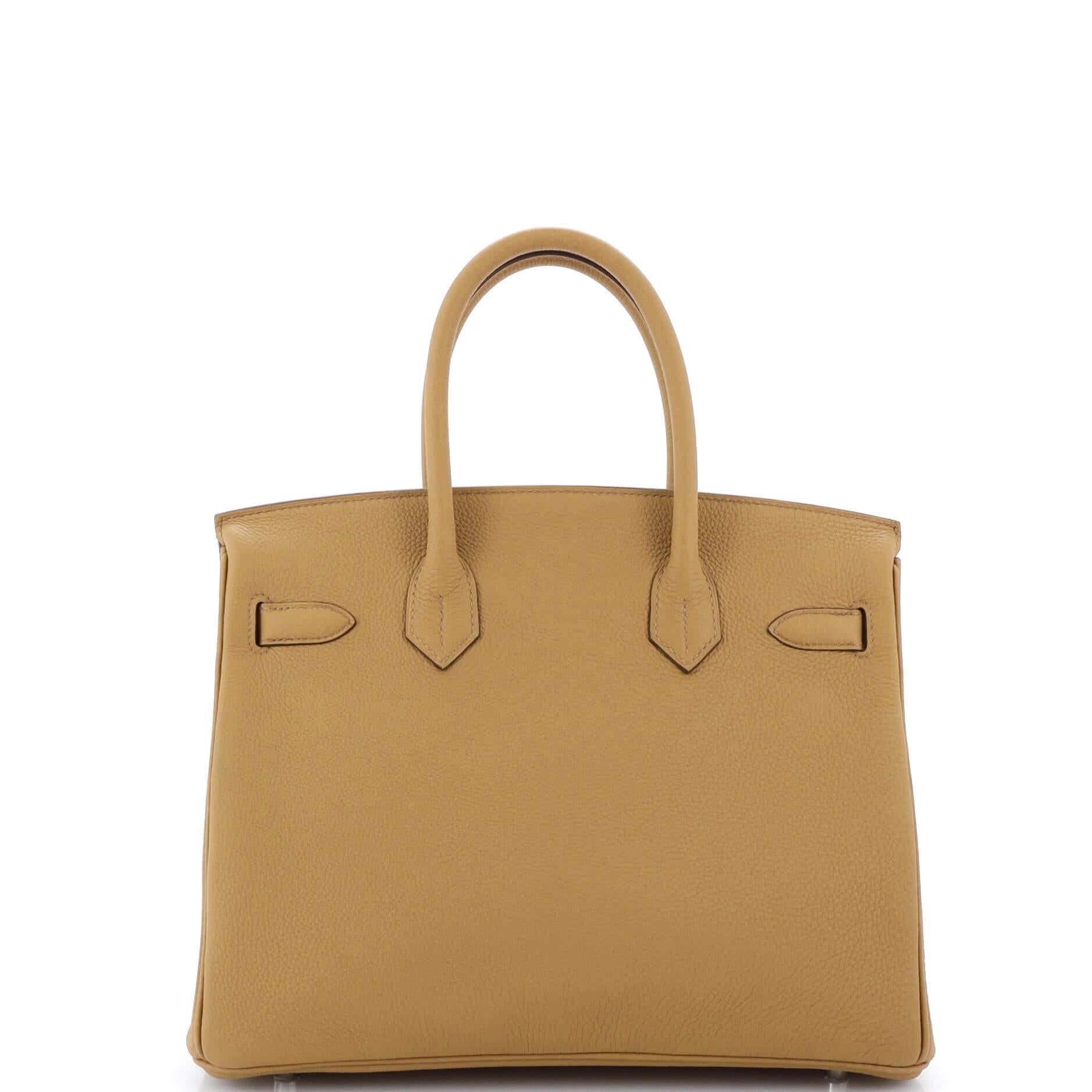 Women's or Men's Hermes Birkin Handbag Brown Togo with Palladium Hardware 30