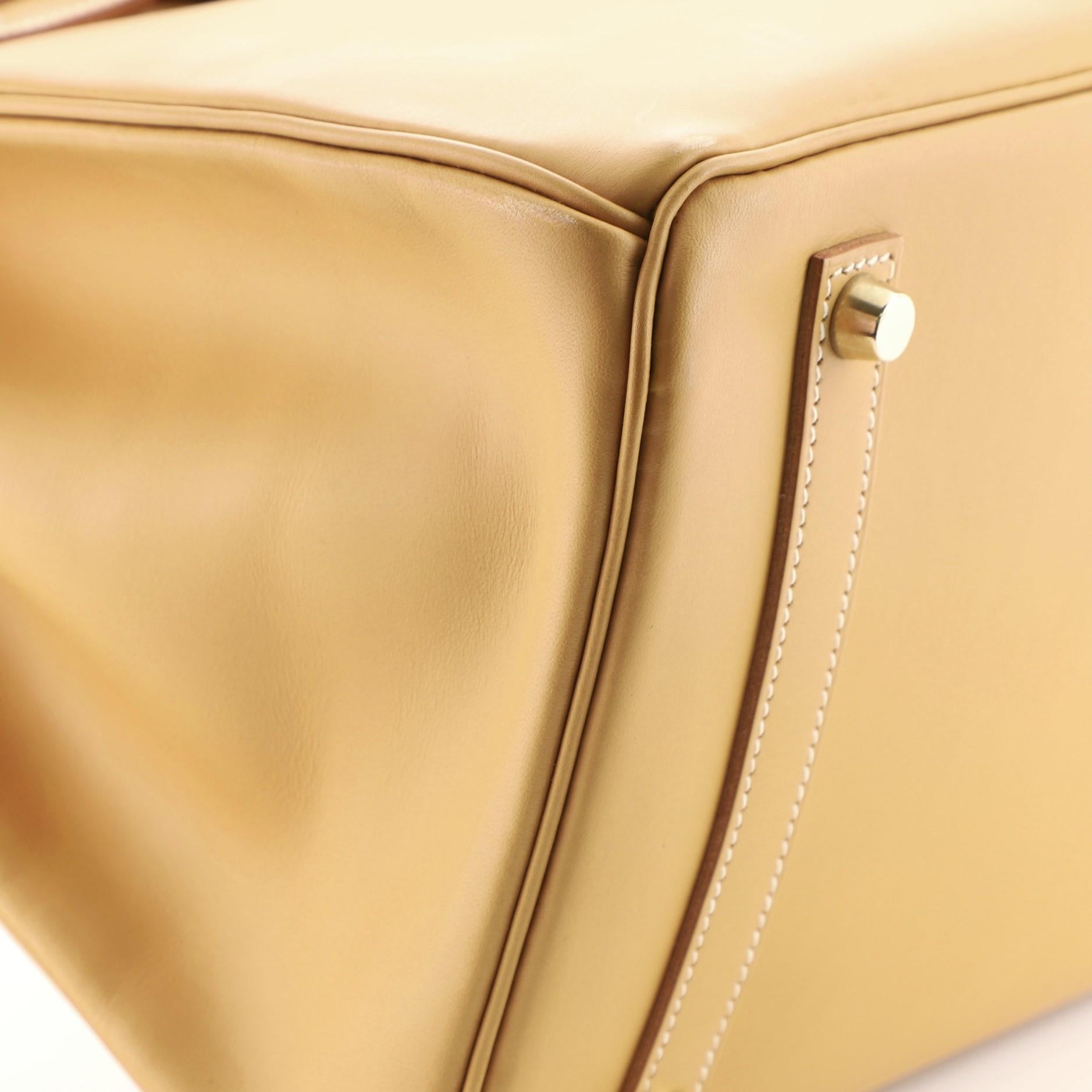 Women's Hermes Birkin Handbag Brown Vache Natural with Gold Hardware 35