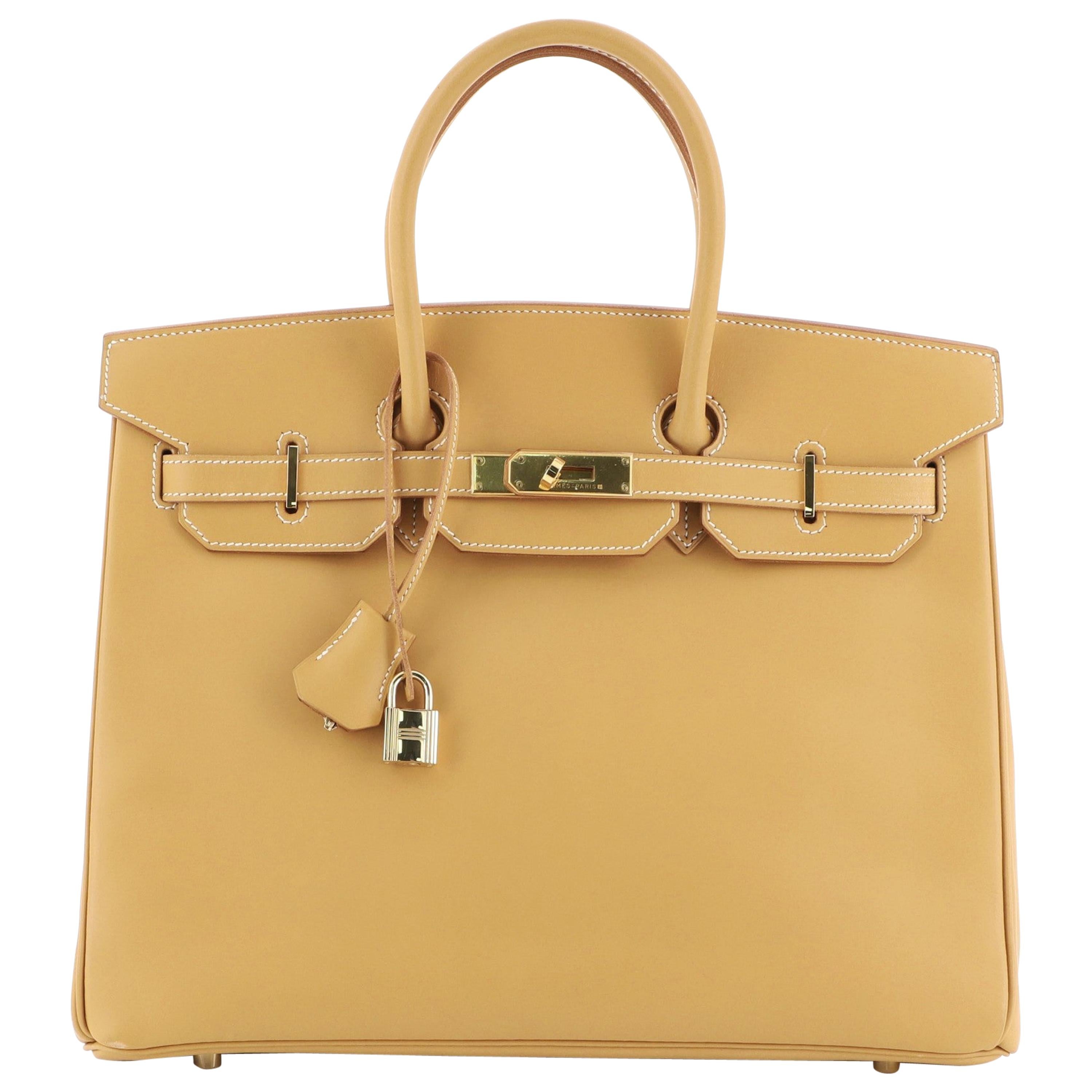 Hermes Birkin Handbag Brown Vache Natural with Gold Hardware 35