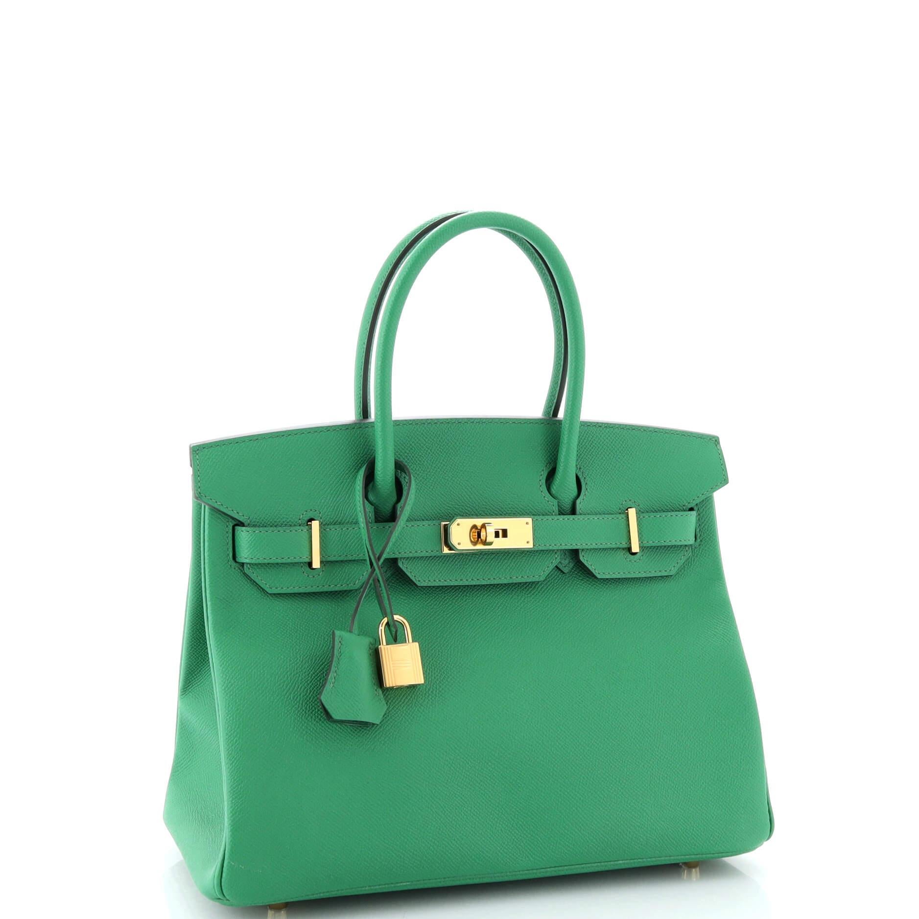 Hermes Birkin Handbag Cactus Epsom with Gold Hardware 30 In Good Condition In NY, NY