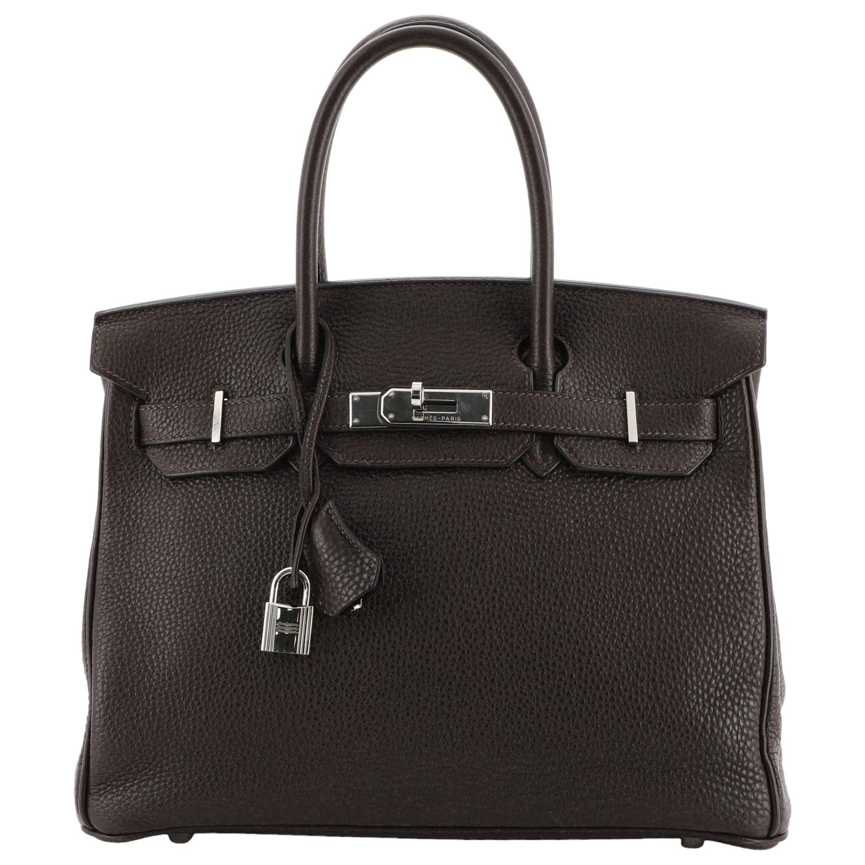Hermes Birkin Handbag Cafe Clemence with Palladium Hardware 30