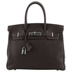 Hermes Birkin Handbag Cafe Clemence with Palladium Hardware 30