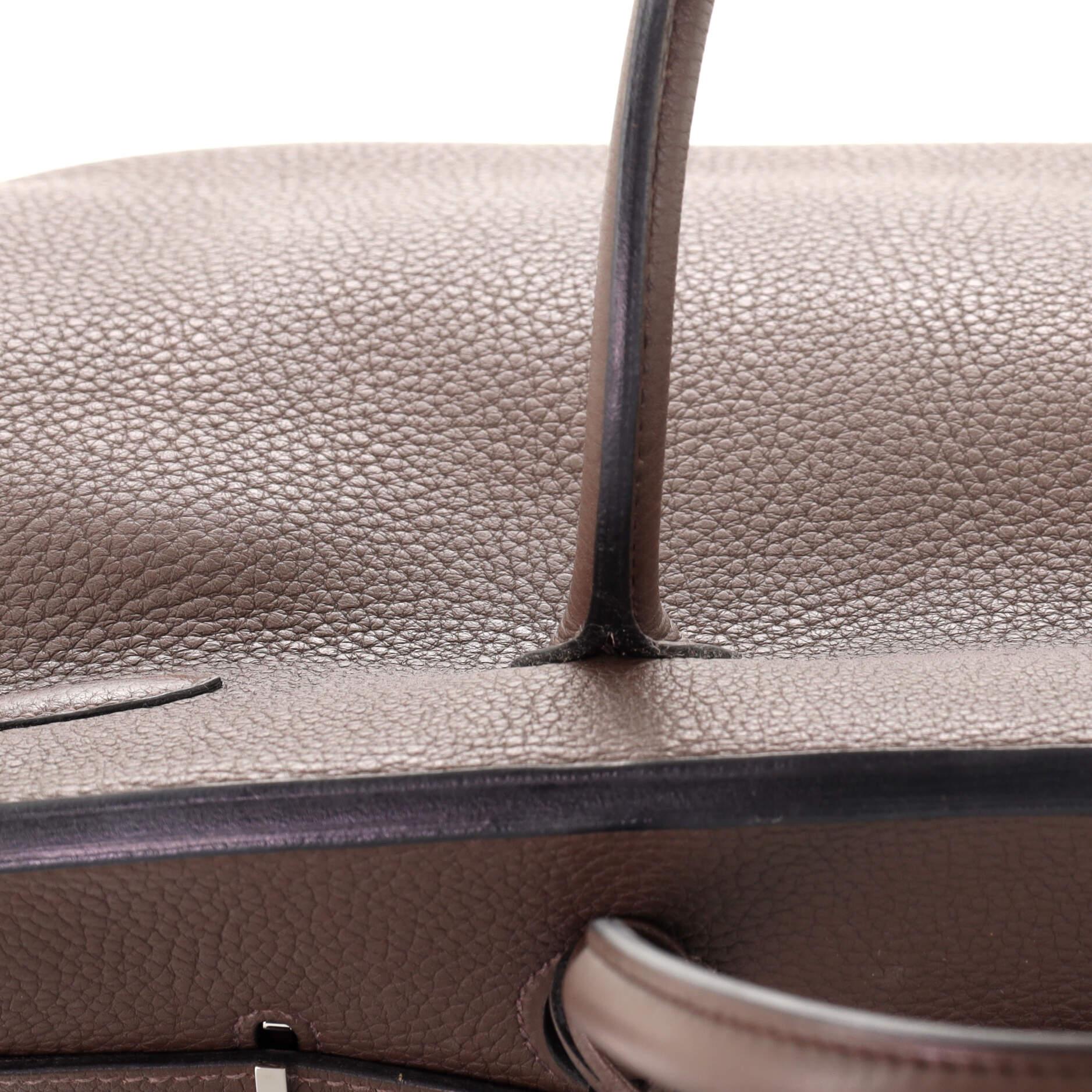 Hermes Birkin Sac à main Café Clemence avec matériel Palladium 35 5