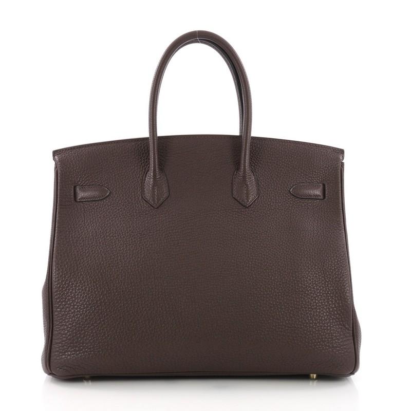 Hermes Birkin Handbag Cafe Togo with Gold Hardware 35 In Good Condition In NY, NY
