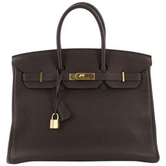Hermes Birkin Handbag Cafe Togo with Gold Hardware 35