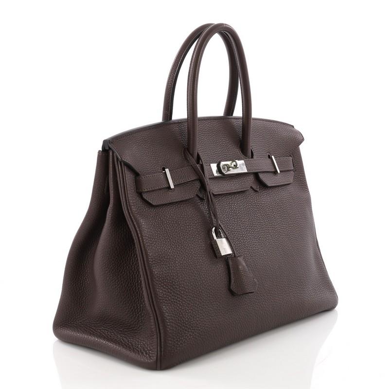 Black Hermes Birkin Handbag Cafe Togo with Palladium Hardware 35