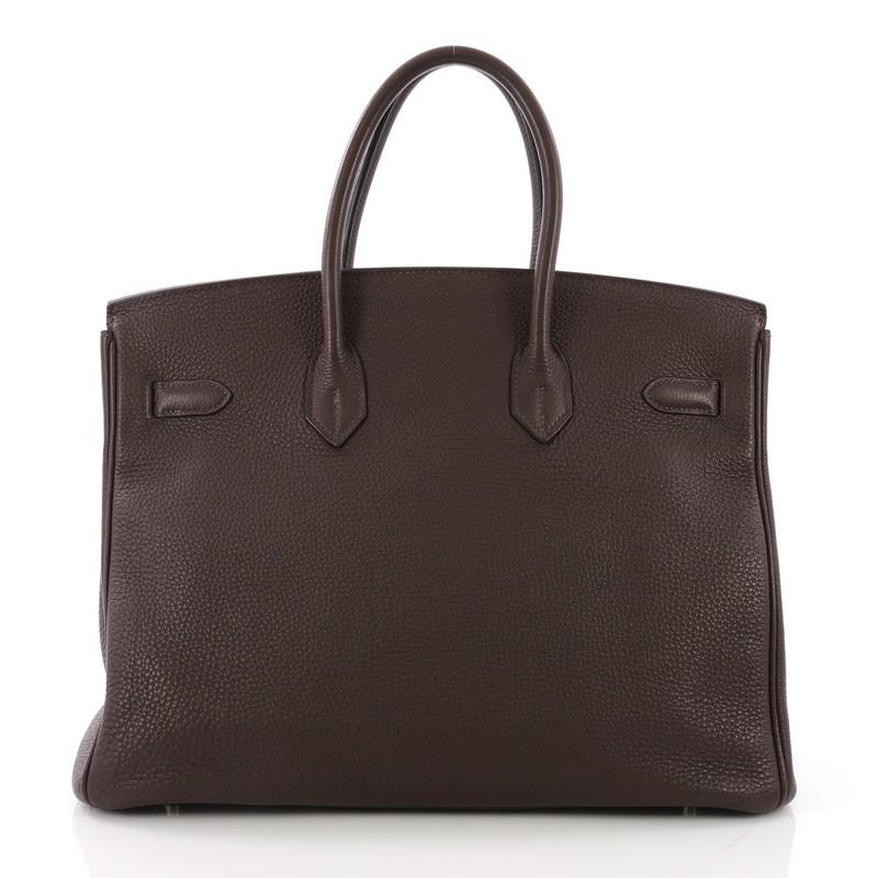Hermes Birkin Handbag Cafe Togo with Palladium Hardware 35 In Good Condition In NY, NY