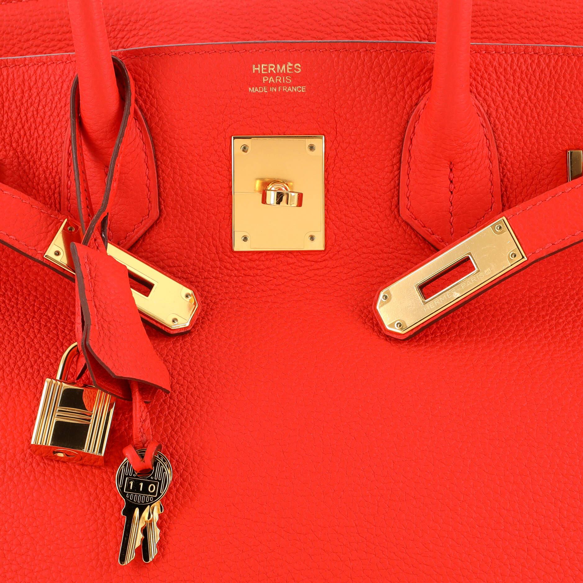 Hermes Birkin Handbag Capucine Clemence with Gold Hardware 30 2