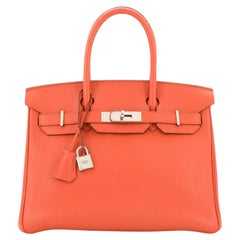 Hermes Birkin Handbag Capucine Fjord with Palladium Hardware 30