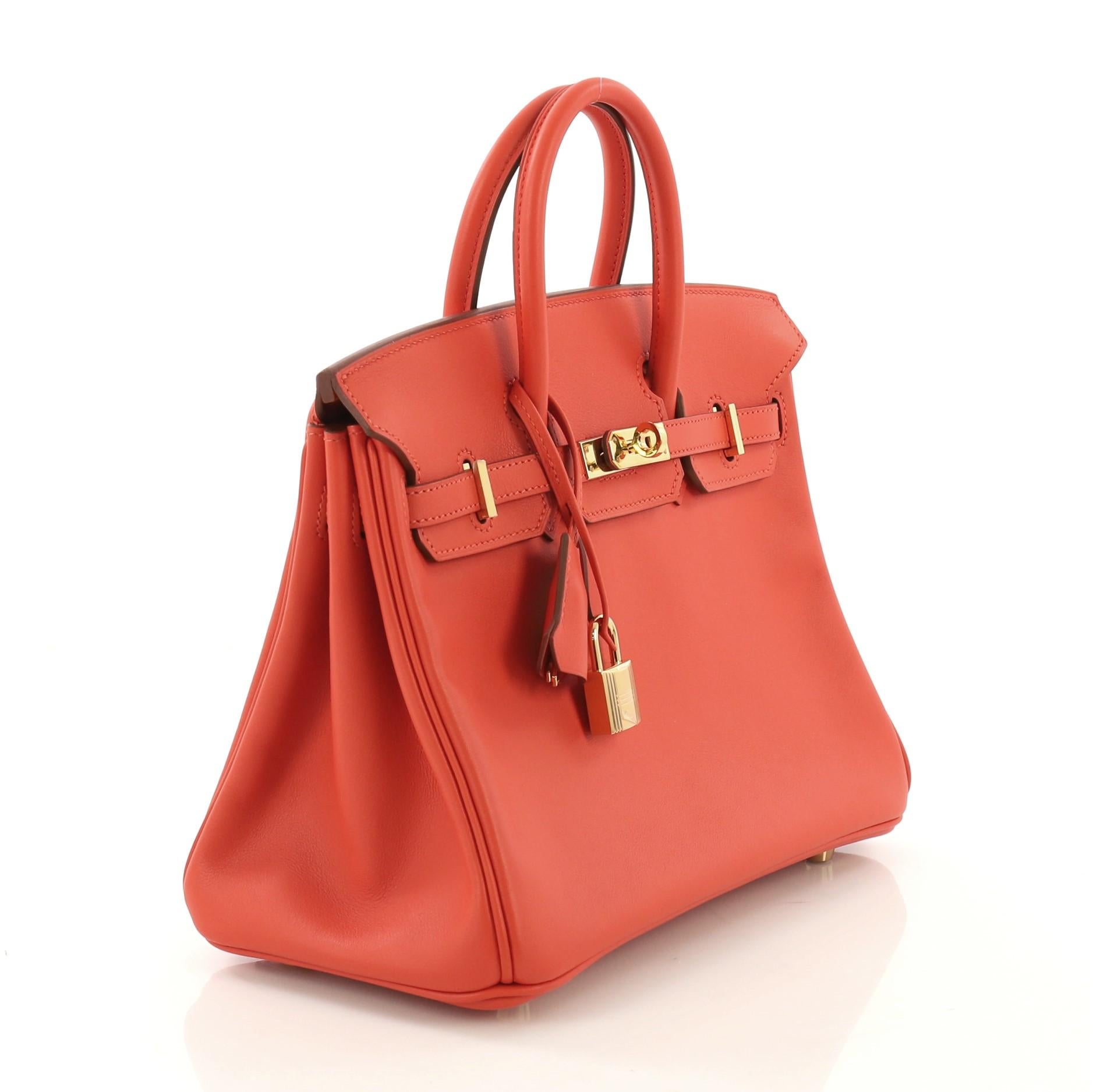 Red Hermes Birkin Handbag Capucine Swift with Gold Hardware 25