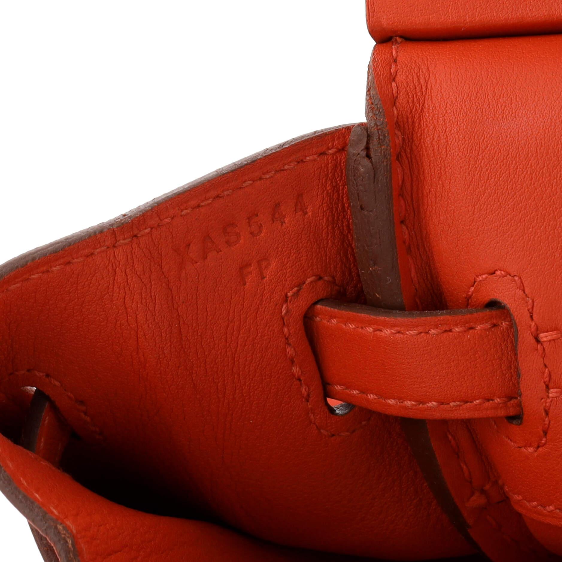 Hermes Birkin Handbag Capucine Swift with Palladium Hardware 25 For Sale 9