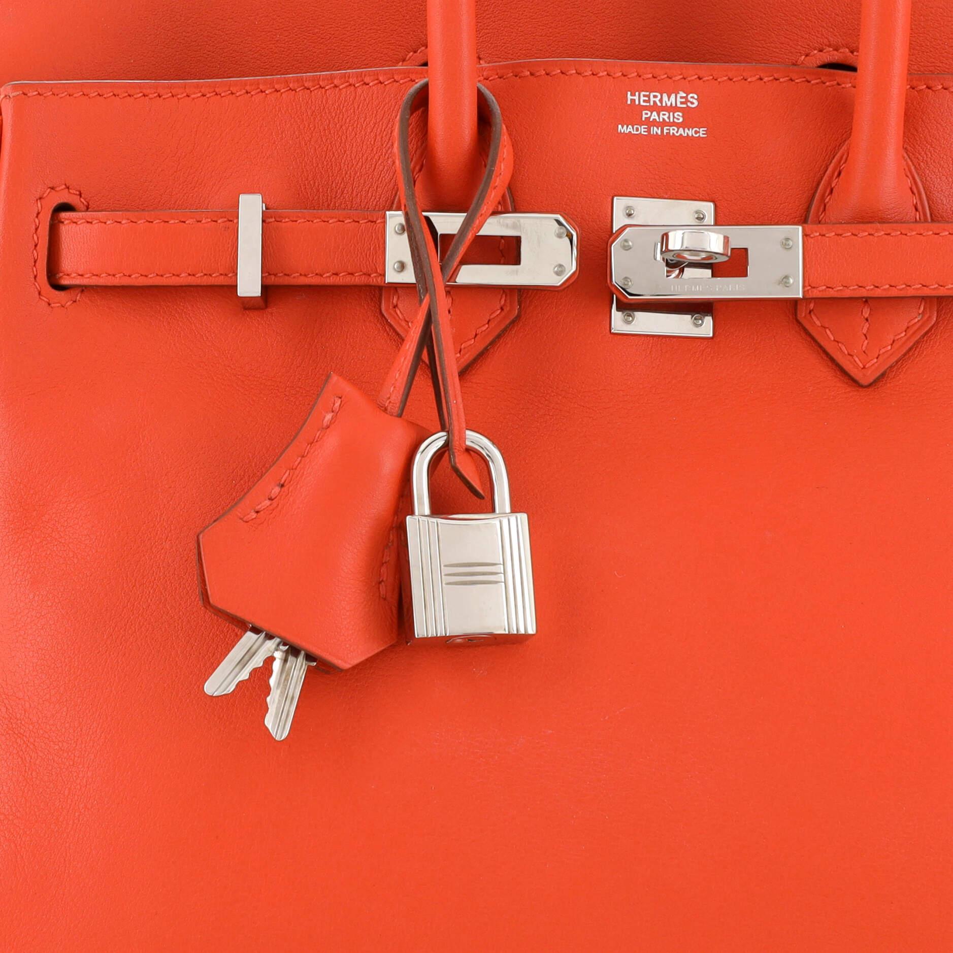 Hermes Birkin Handbag Capucine Swift with Palladium Hardware 25 For Sale 3