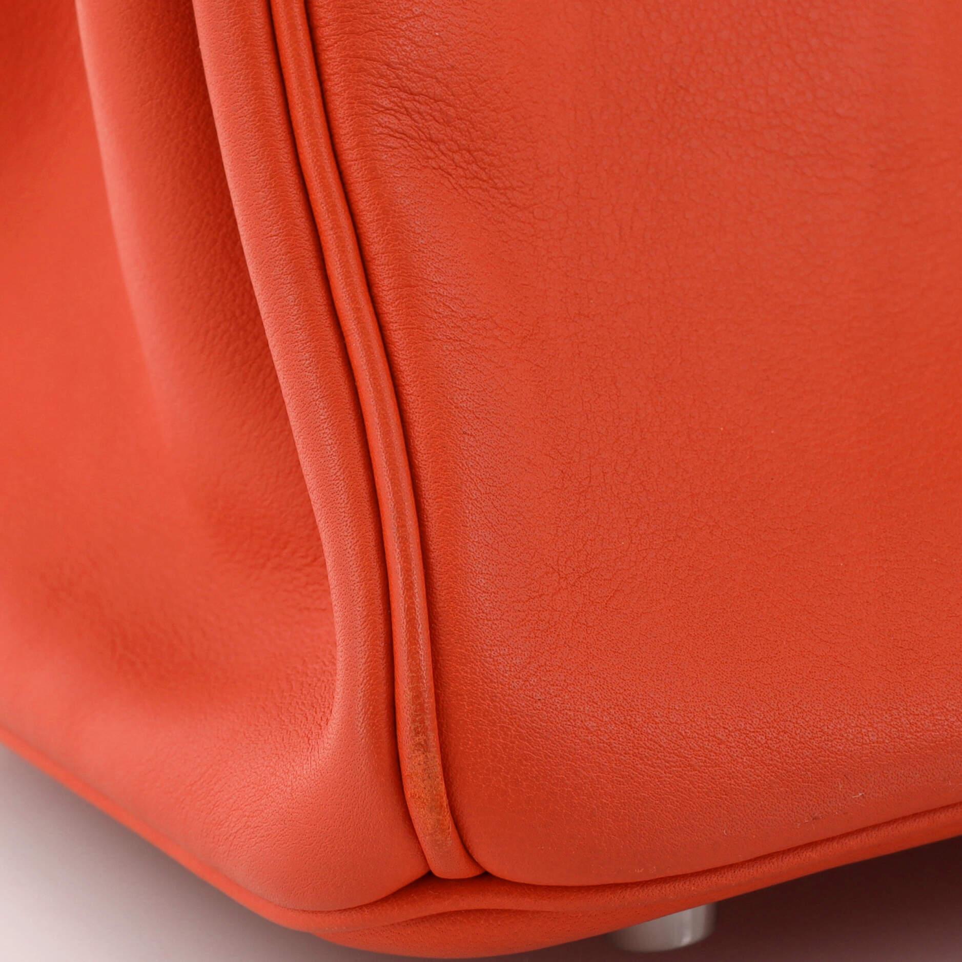 Hermes Birkin Handbag Capucine Swift with Palladium Hardware 25 For Sale 4