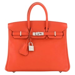 Hermes Birkin Handbag Capucine Swift with Palladium Hardware 25