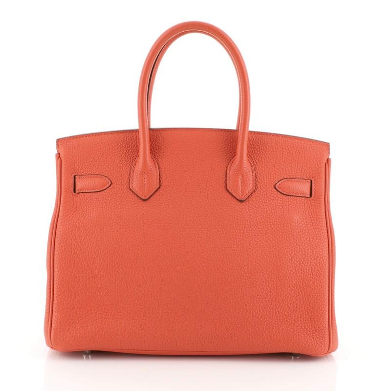 Hermes Birkin Handbag Capucine Togo with Palladium Hardware 30 In Good Condition In NY, NY