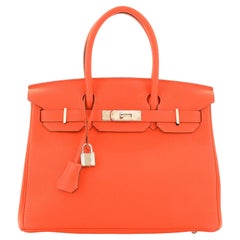 Hermes Birkin Handbag Capucine Togo with Palladium Hardware 30