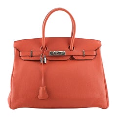 Hermes Birkin Handbag Capucine Togo with Palladium Hardware 35