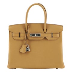 Hermes Birkin Handbag Caramel Epsom with Palladium Hardware 30