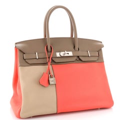 Hermes Birkin Handbag Cascade Tricolor Clemence and Swift with Brushed Palladium