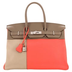 Hermes Birkin Handbag Cascade Tricolor Clemence and Swift with Brushed Palladium
