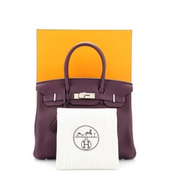 Hermes Birkin Handbag Cassis Clemence with Palladium Hardware 30