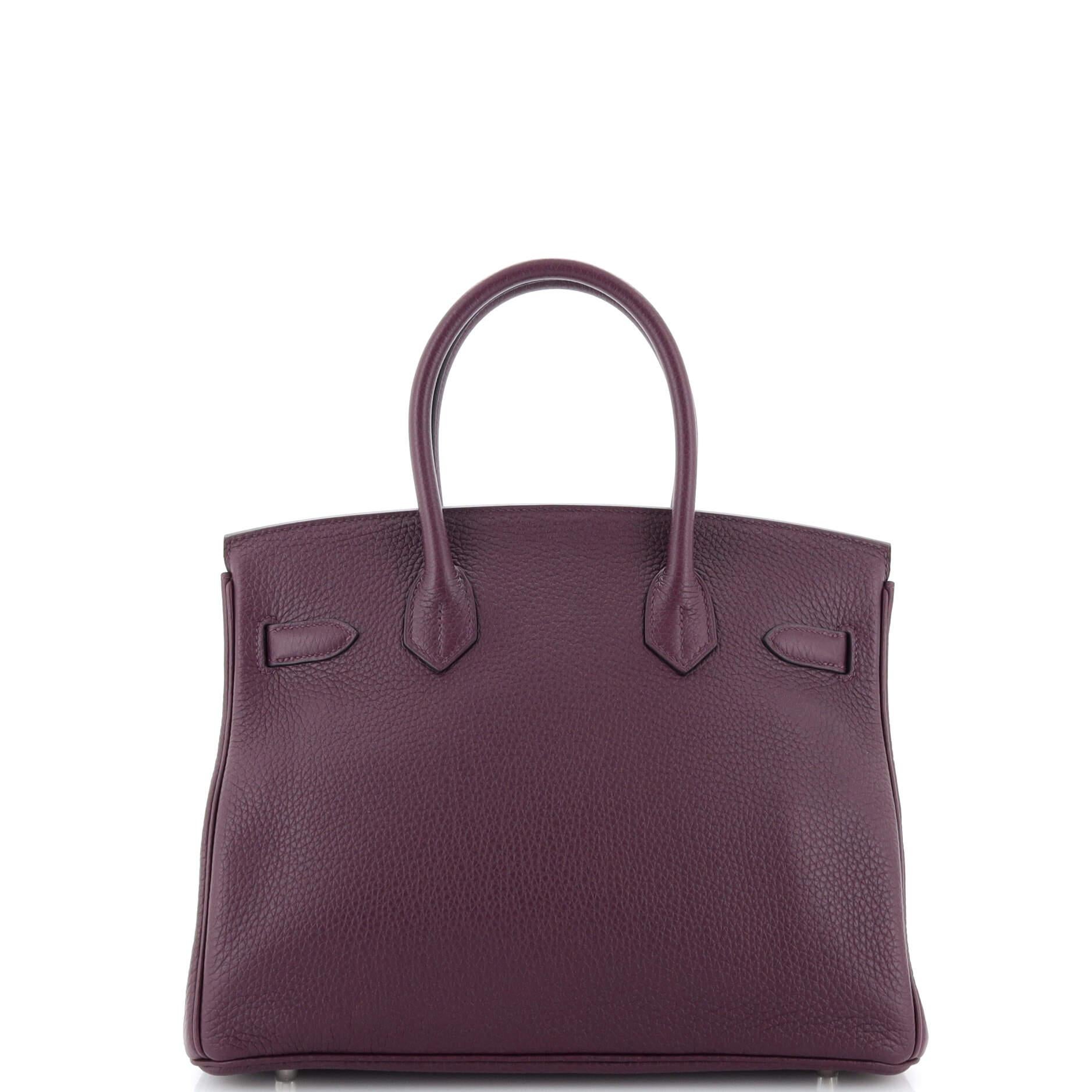 Women's or Men's Hermes Birkin Handbag Cassis Clemence with Palladium Hardware 30 For Sale
