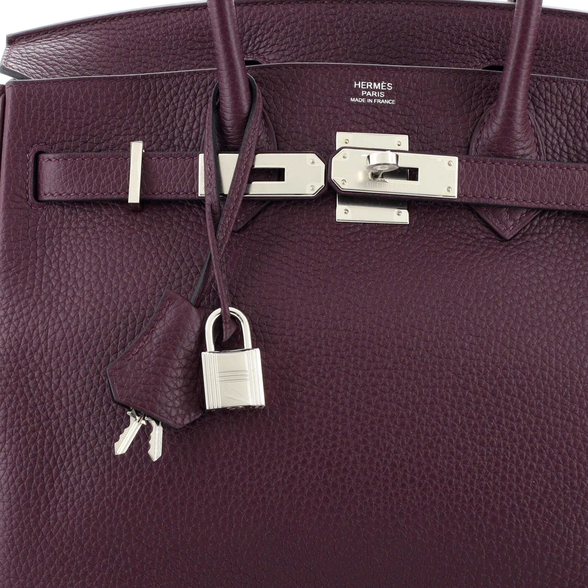 Hermes Birkin Handbag Cassis Clemence with Palladium Hardware 30 For Sale 3