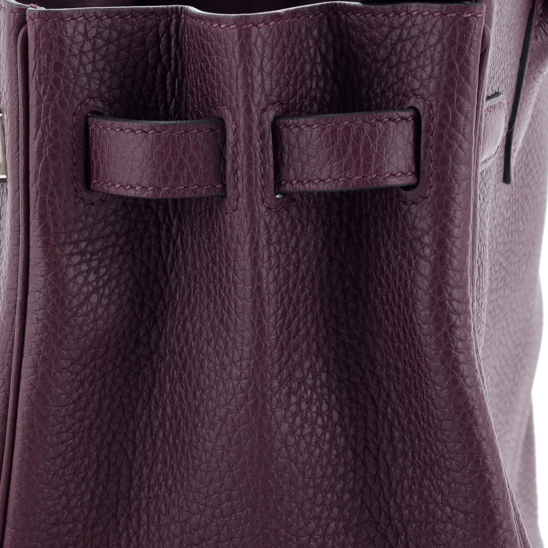 Hermes Birkin Handbag Cassis Clemence with Palladium Hardware 30 For Sale 4