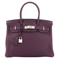 Hermes Birkin Handbag Cassis Clemence with Palladium Hardware 30