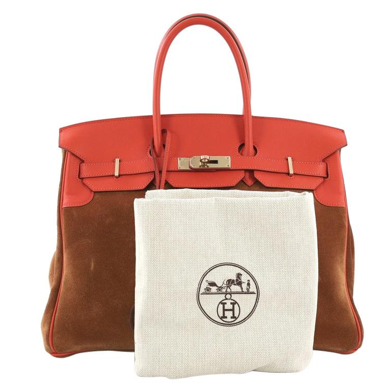 Hermès Birkin 35cm Chamois Grizzly and Capucine Swift with Permabrass –  Dandelion Antiques