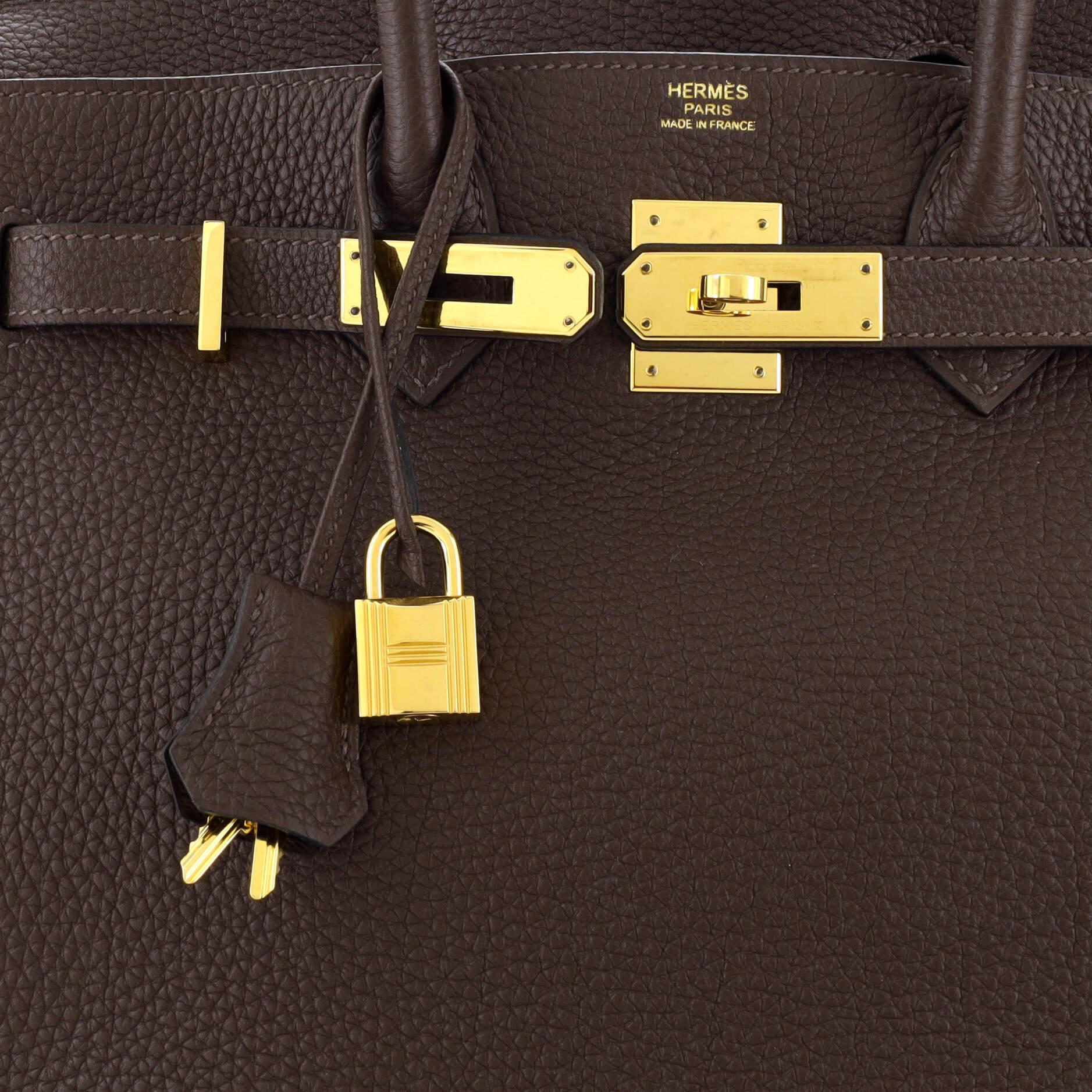 Hermes Birkin Handbag Chocolat Clemence with Gold Hardware 30 3