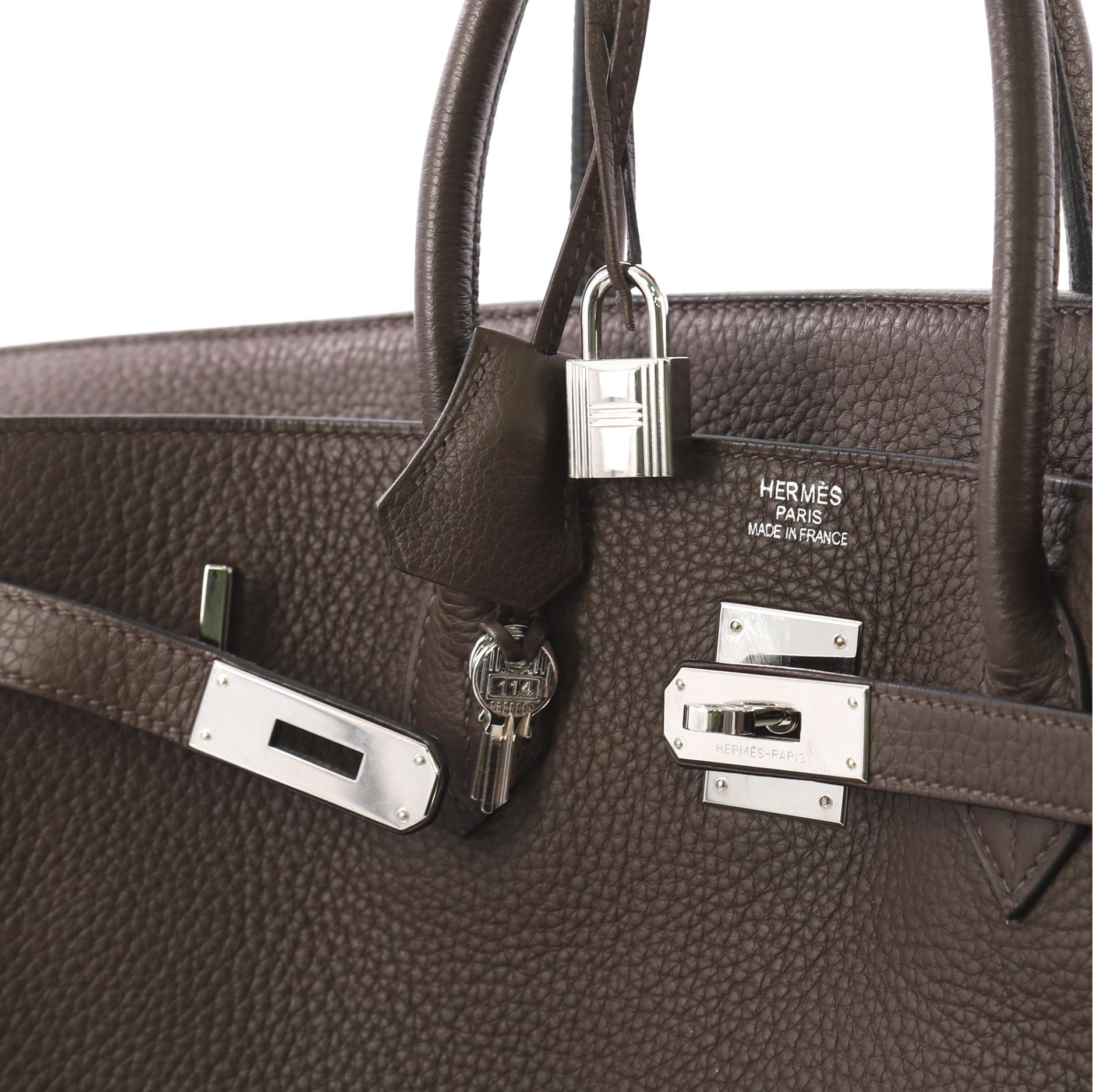 Hermes Birkin Handbag Chocolat Clemence with Palladium Hardware 40 1