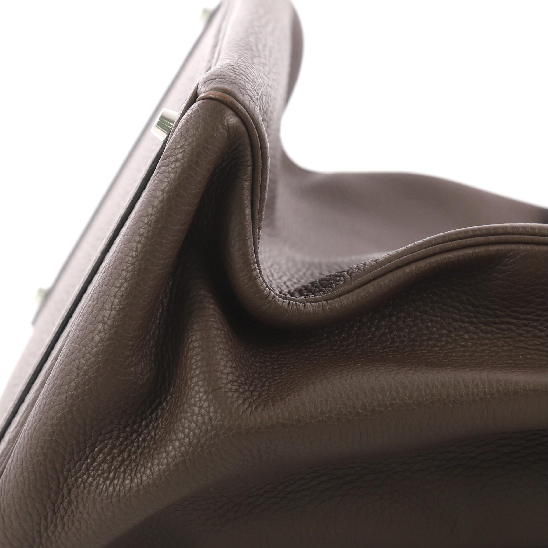 Hermes Birkin Handbag Chocolat Clemence with Palladium Hardware 40 4