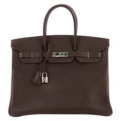 Hermes Birkin Handbag Chocolat Epsom with Palladium Hardware 35