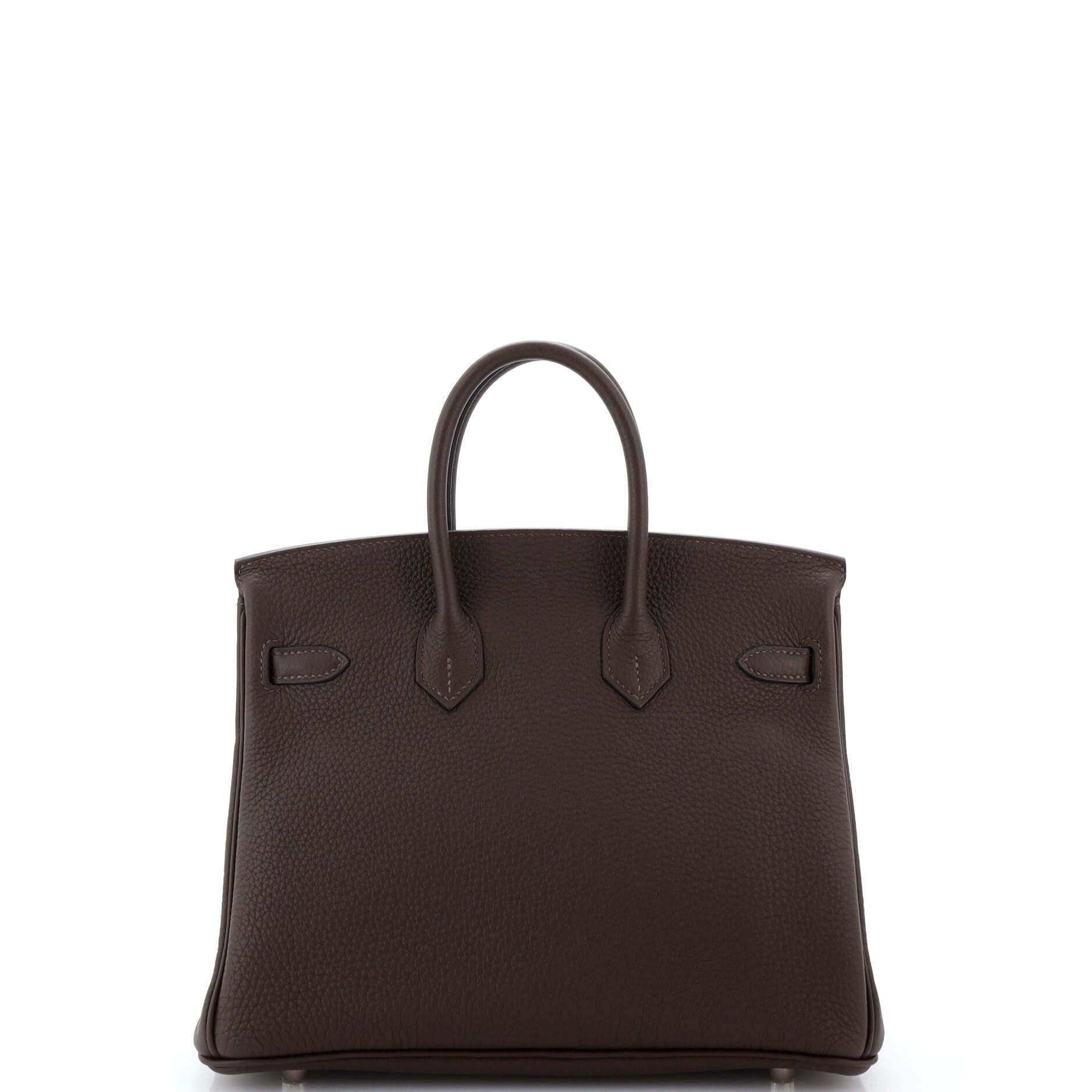 Women's Hermes Birkin Handbag Chocolat Togo with Palladium Hardware 25