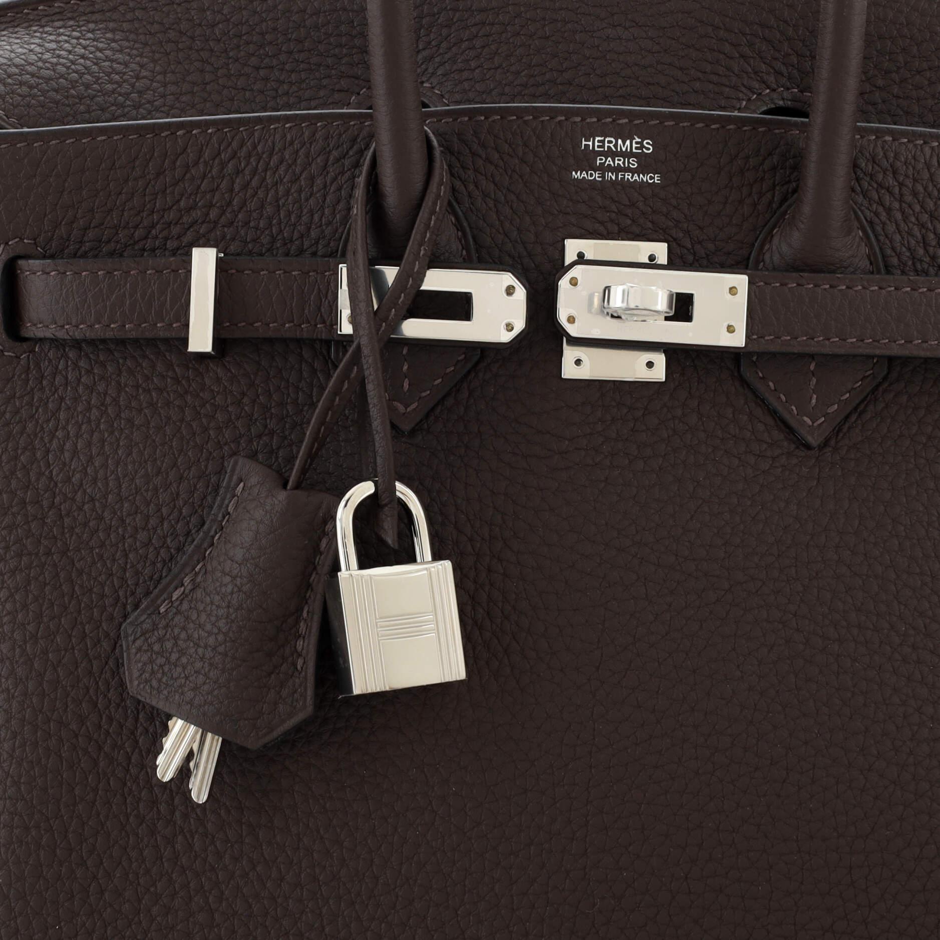 Hermes Birkin Handbag Chocolat Togo with Palladium Hardware 25 3