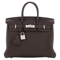 Hermes Birkin Handbag Chocolat Togo with Palladium Hardware 25