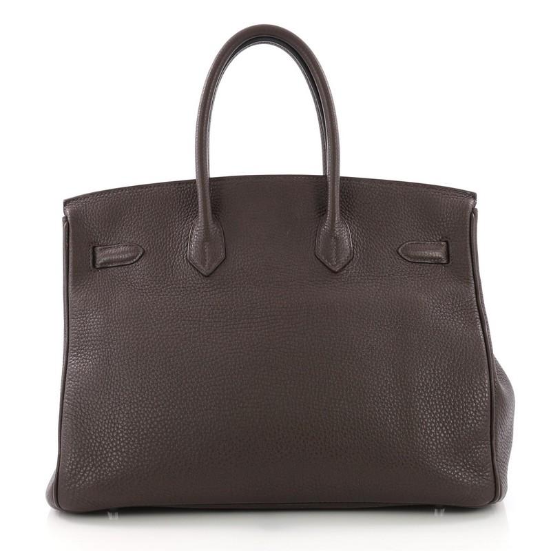Hermes Birkin Handbag Chocolate Brown Togo with Palladium Hardware 35 In Good Condition In NY, NY