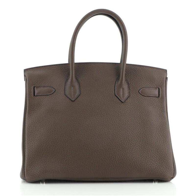Hermes Birkin Handbag Chocolate Clemence with Palladium Hardware 30 In Good Condition In NY, NY